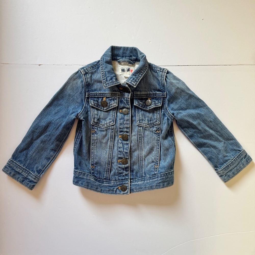 Crewcuts J.Crew Girls' Denim Jacket Medium Blue Wash Jean Coat Buttons Sz 3 - Picture 12 of 13